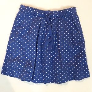 J Crew Blue Polka Dot Skirt with Ties and Pockets